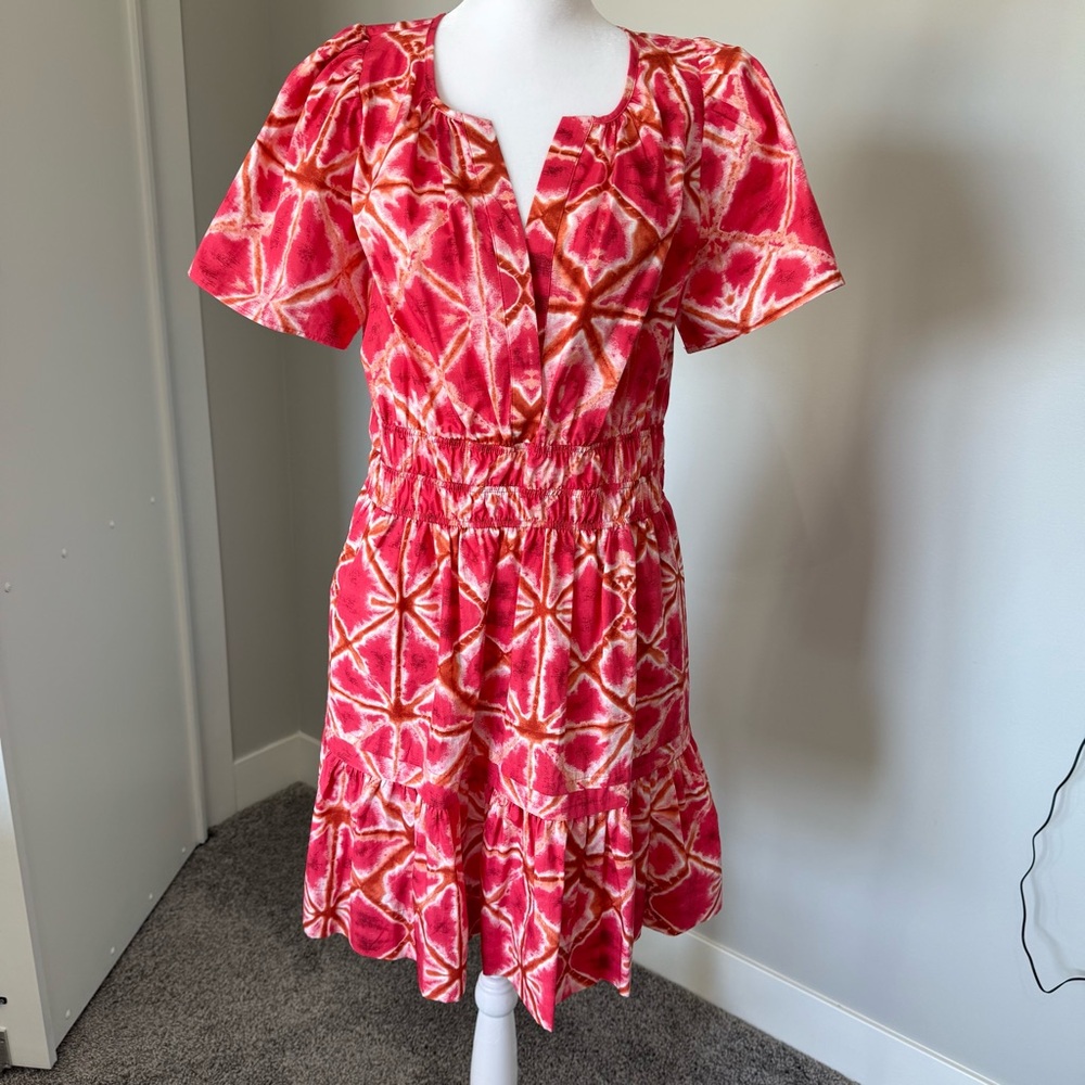 Anthropologie Red and Pink Patterned Fabric